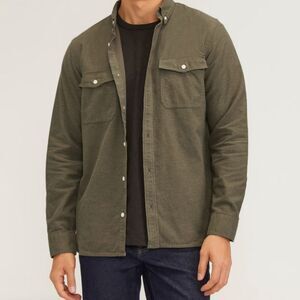 Everlane Mens Size Extra Large Olive Green Cotton Flannel Button Down Shirt